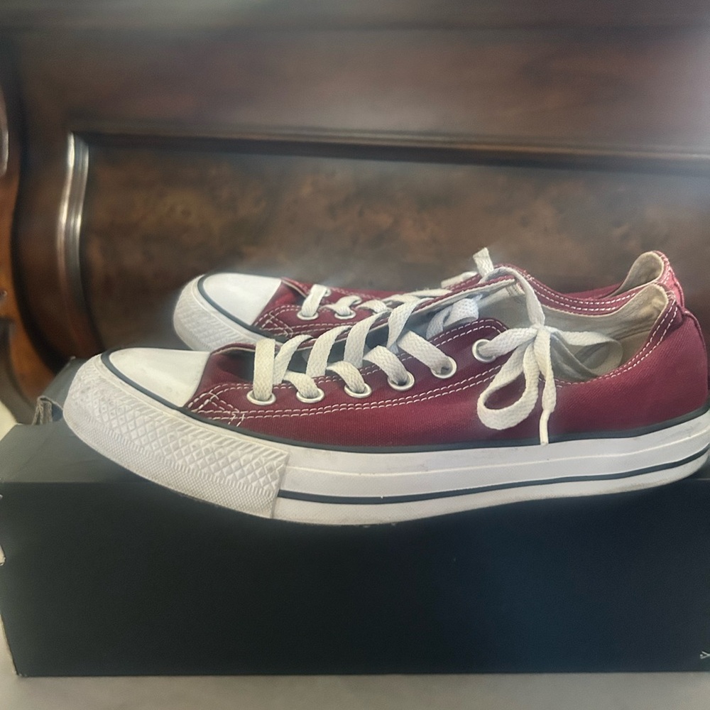 Converse Burgundy Canvas Low Top Sneakers with White Accents